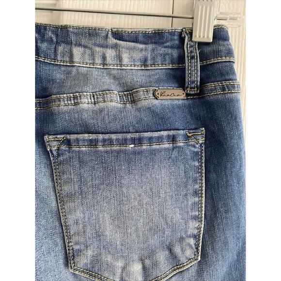 Kancan Women's 27 Mid Rise Light Wash Skinny Jeans Distressed Denim - Picture 7 of 8